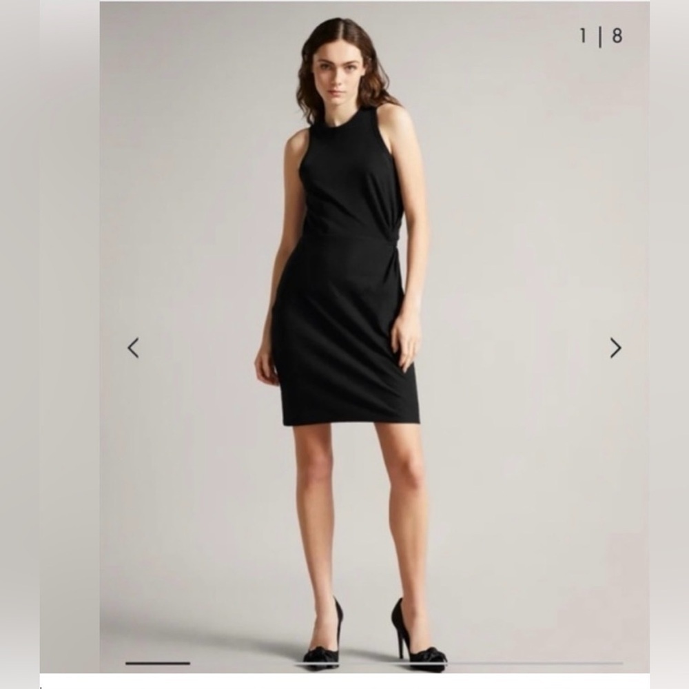 TED BAKER Women’s Livviaa Knot Front Jersey Dress Career Casual Black Size 3